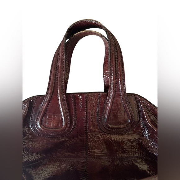 VTG Givenchy Nightingale patent leather Hand/shoulder Bag Burgundy AUTH CERTI - Picture 8 of 15